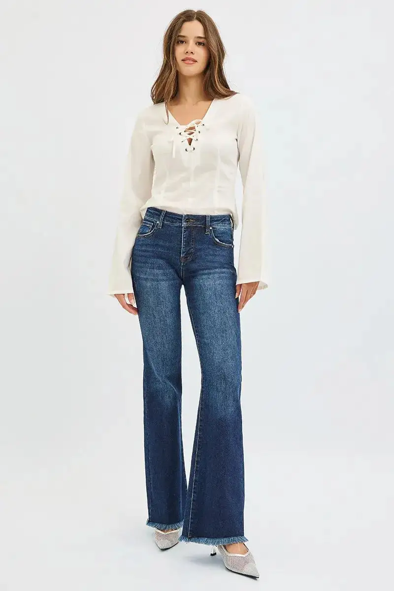 Modern Mid Rise Flare Leg Denim Jeans