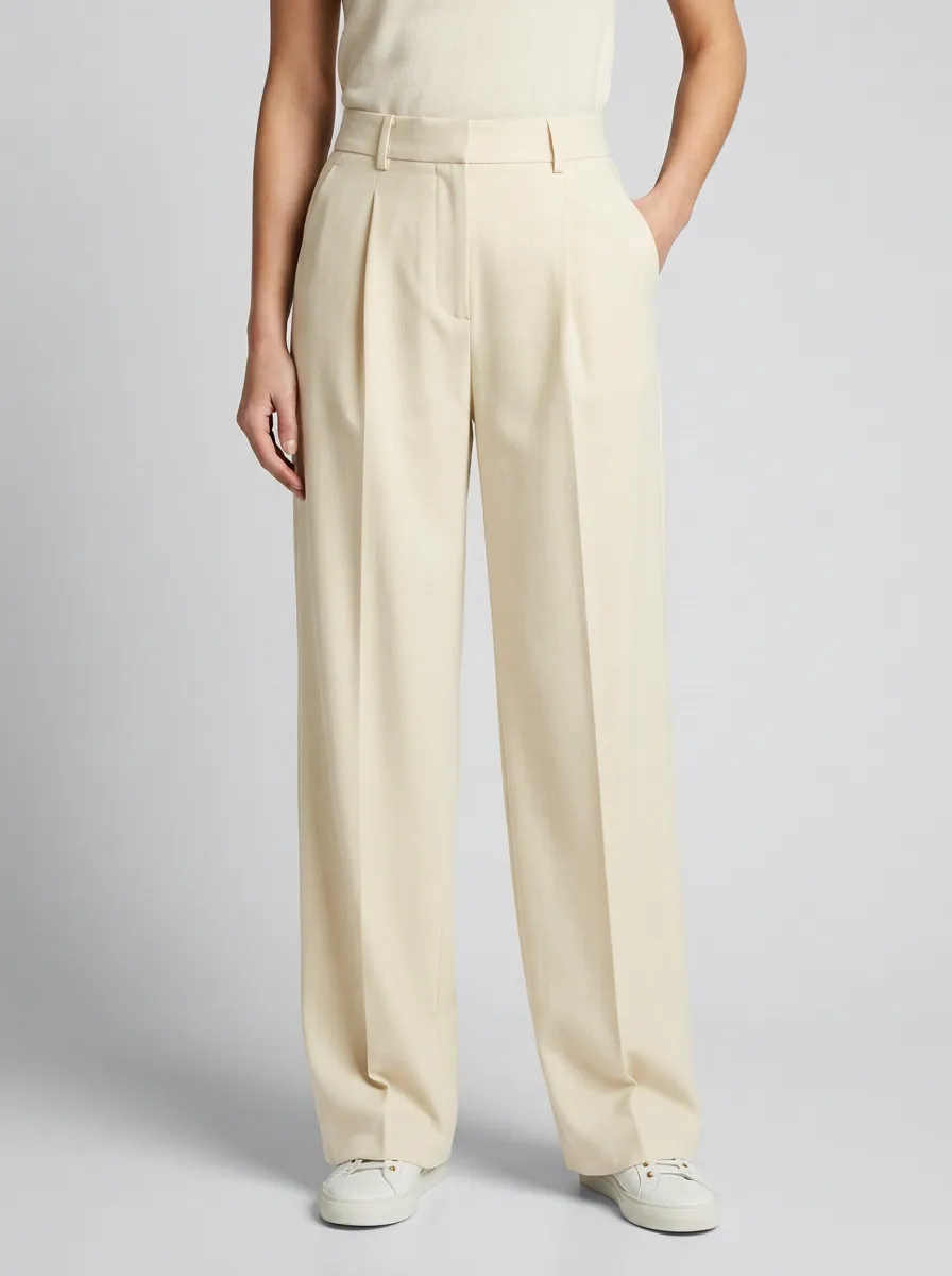 Classic Shape Pleated Wide-Leg Trousers