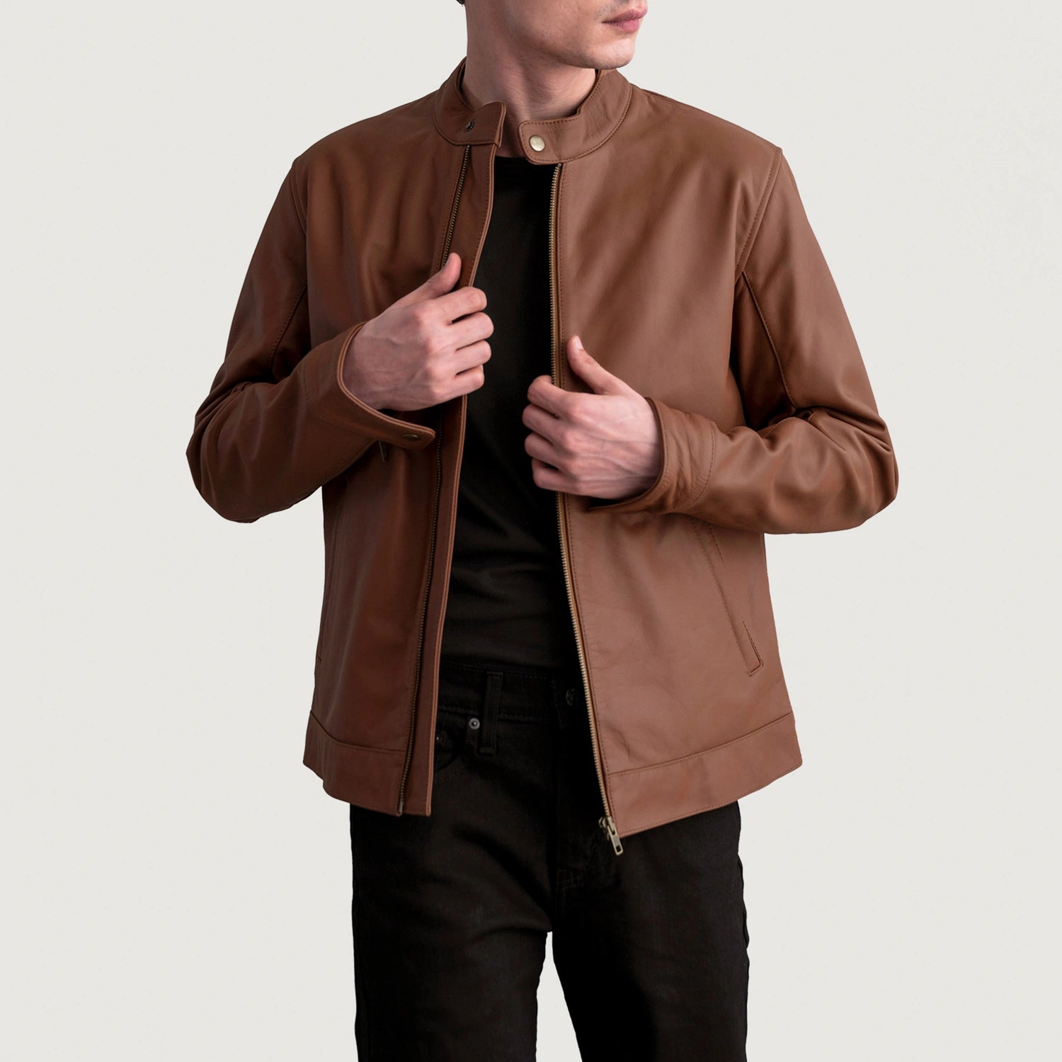 Men's Textured Biker Leather Jacket