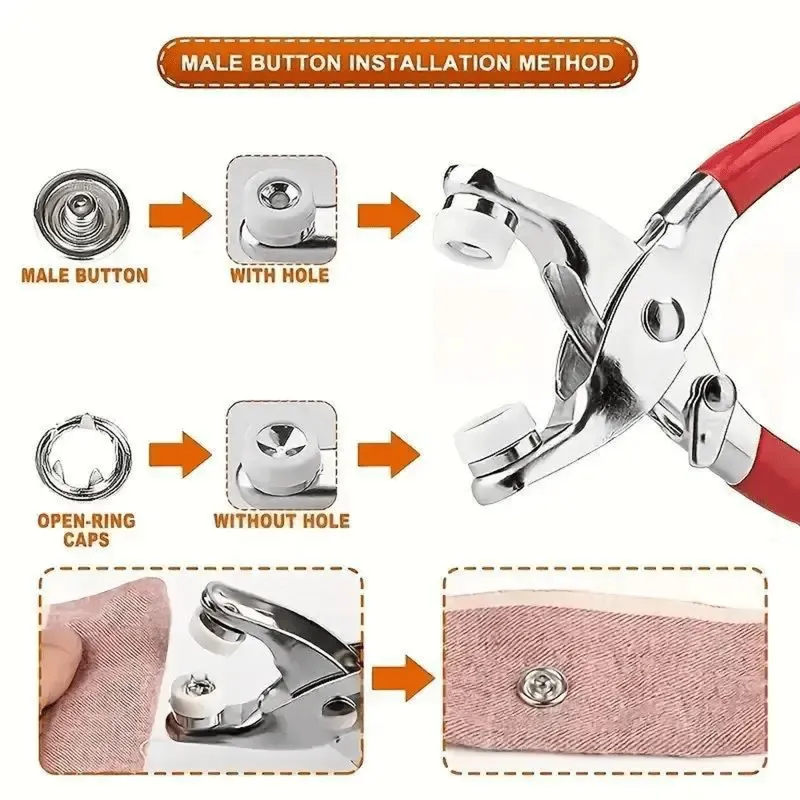 Including 100pcs Invisible Colored Metal Buckle & 1 Count Manual Pressure Pliers -8RH7