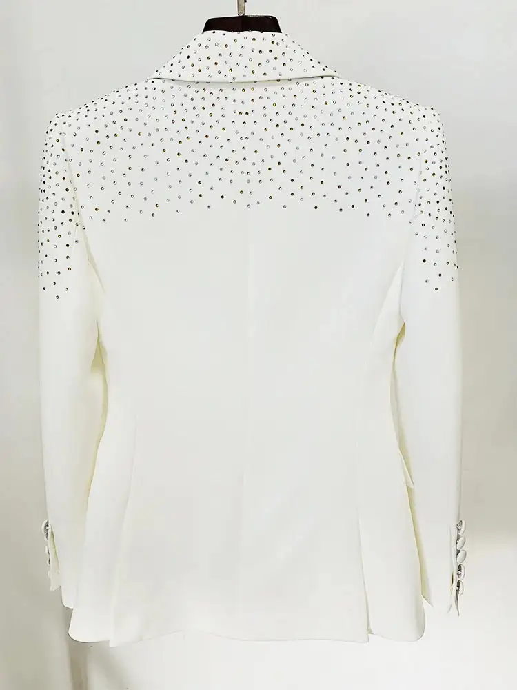 Rhinestone Beaded Single Breasted Blazer