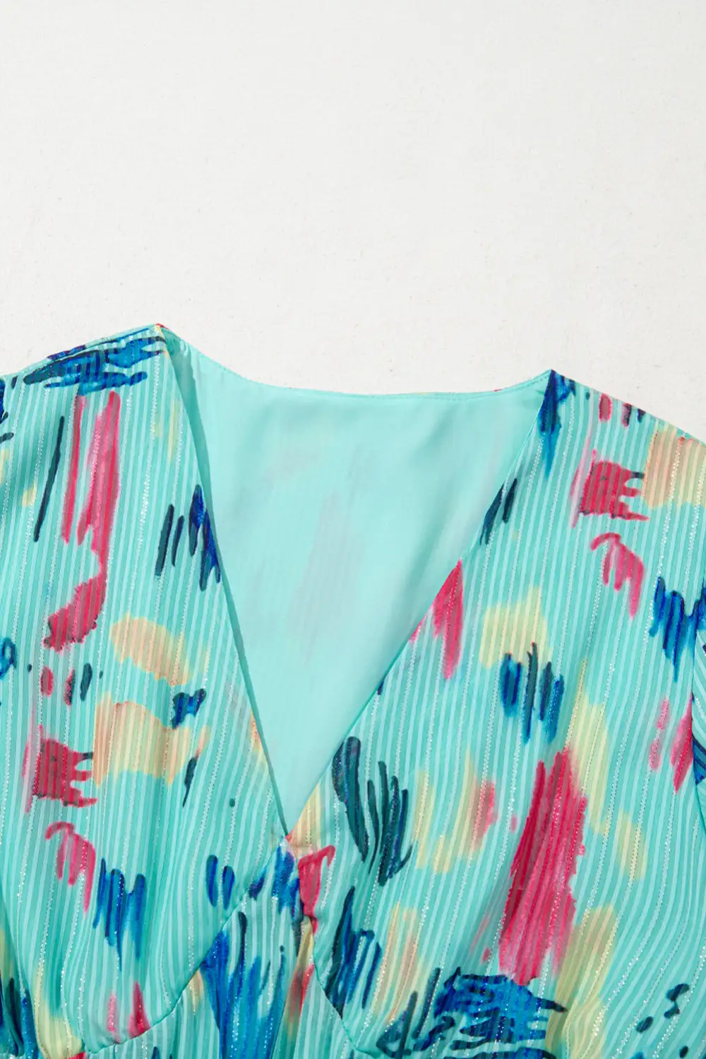 Abstract Print Tiered Puff Sleeve Maxi Dress
