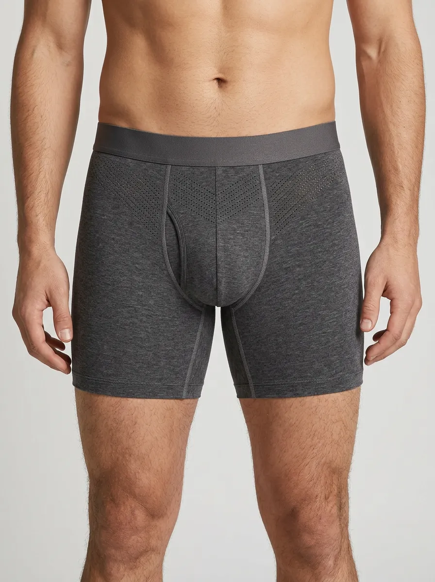 Men's Charcoal Heather Perforated Boxer Briefs