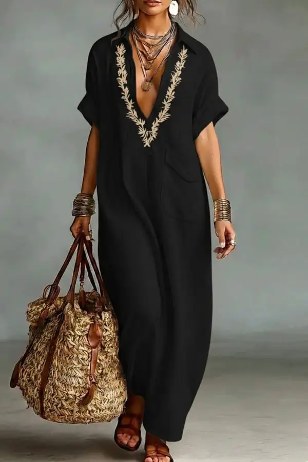 Flowing V Neck Top And Flowing Maxi Skirt Set