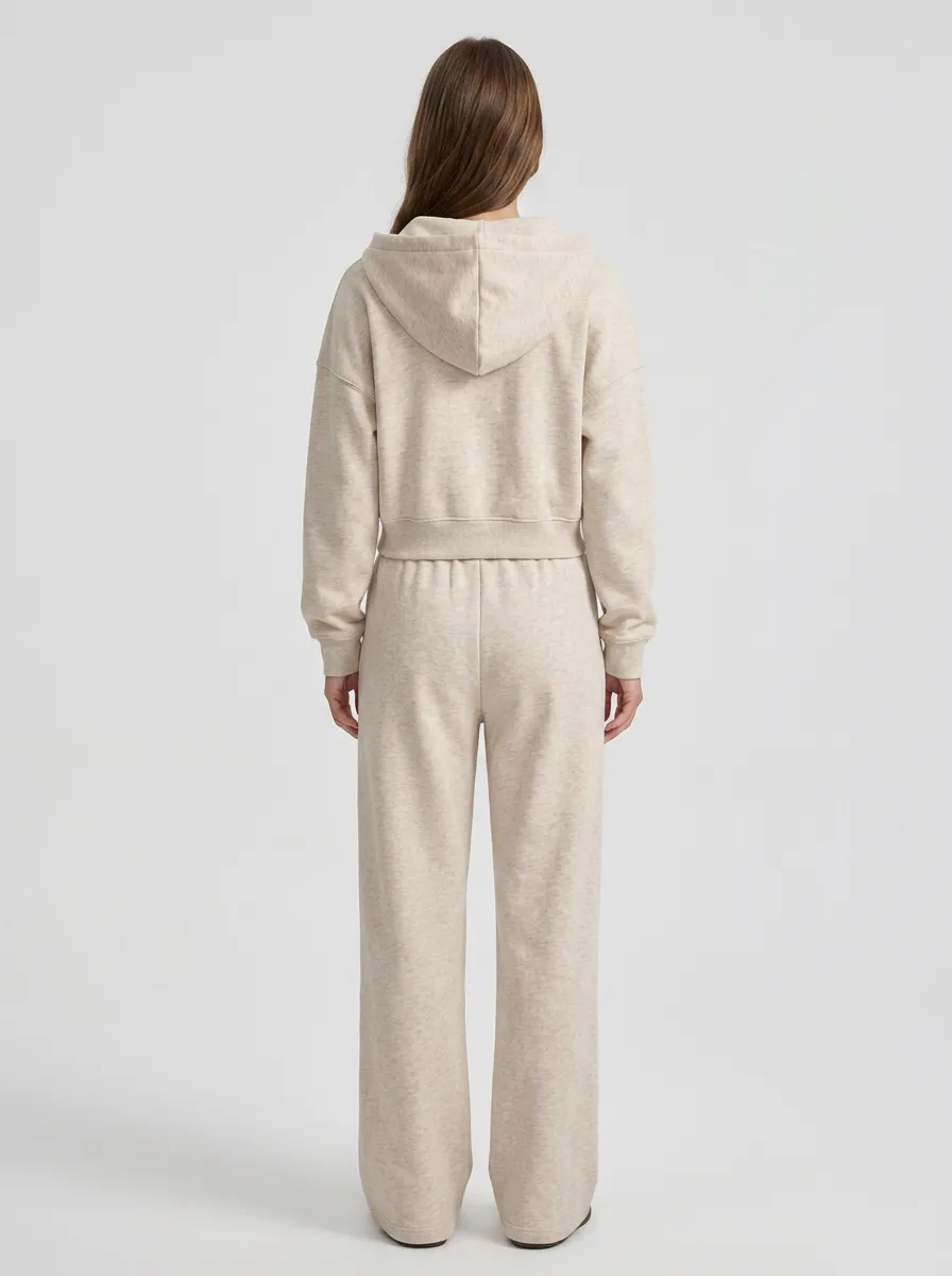 Zip-Up Minimal Women's Cropped Zip-Up Hoodie Jogger Active Set