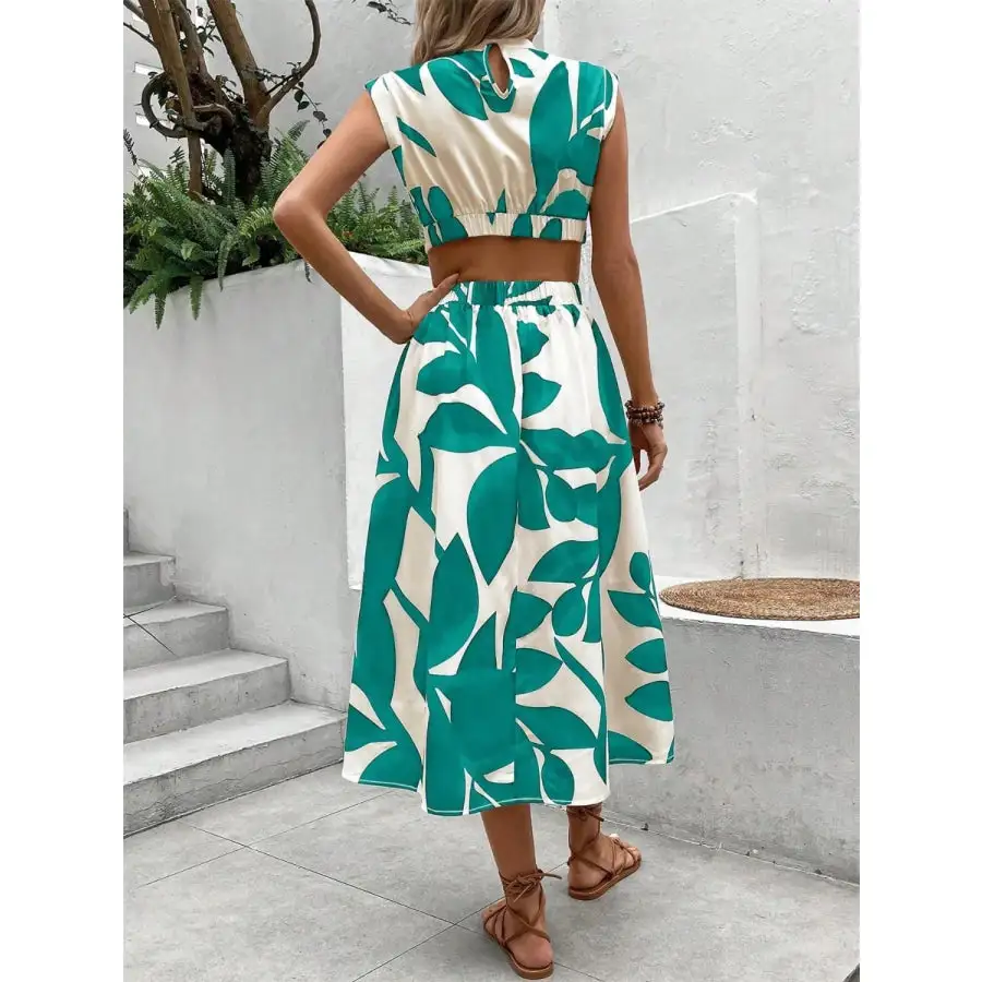 Cutout Cap Sleeve Midi Dress