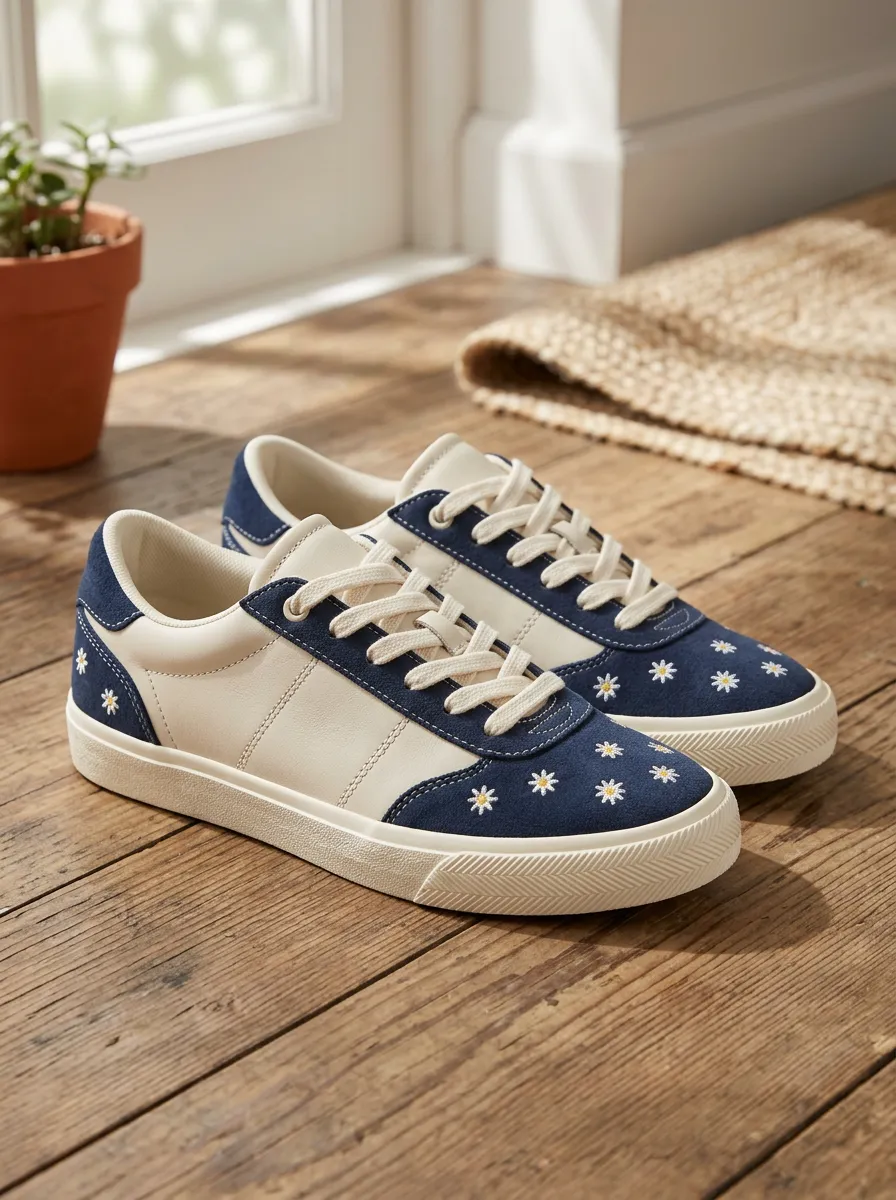 Women's Classic Daisy Floral Pattern Skate Shoes
