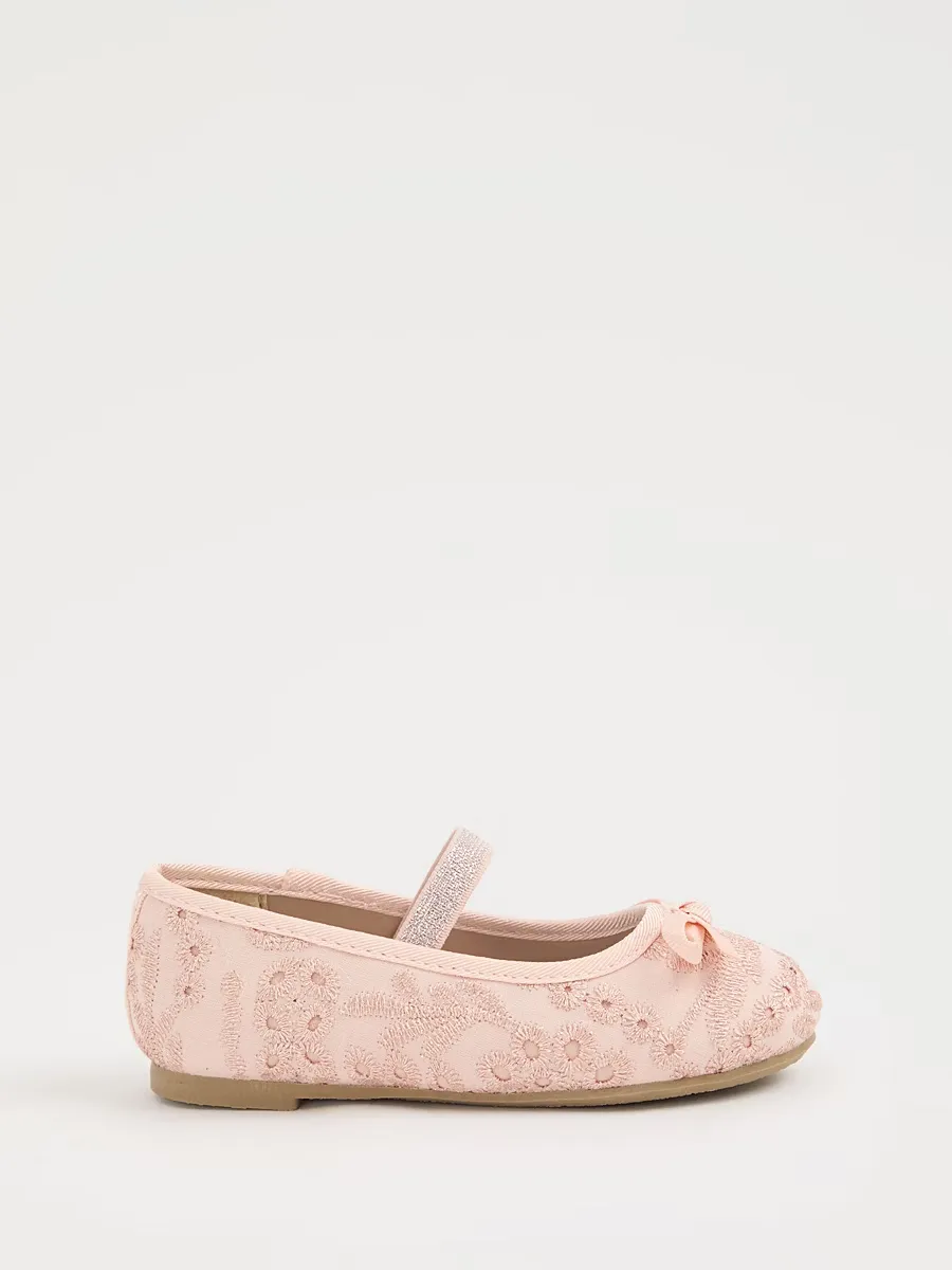 Light Pink Broderie Flower Ballet Shoes