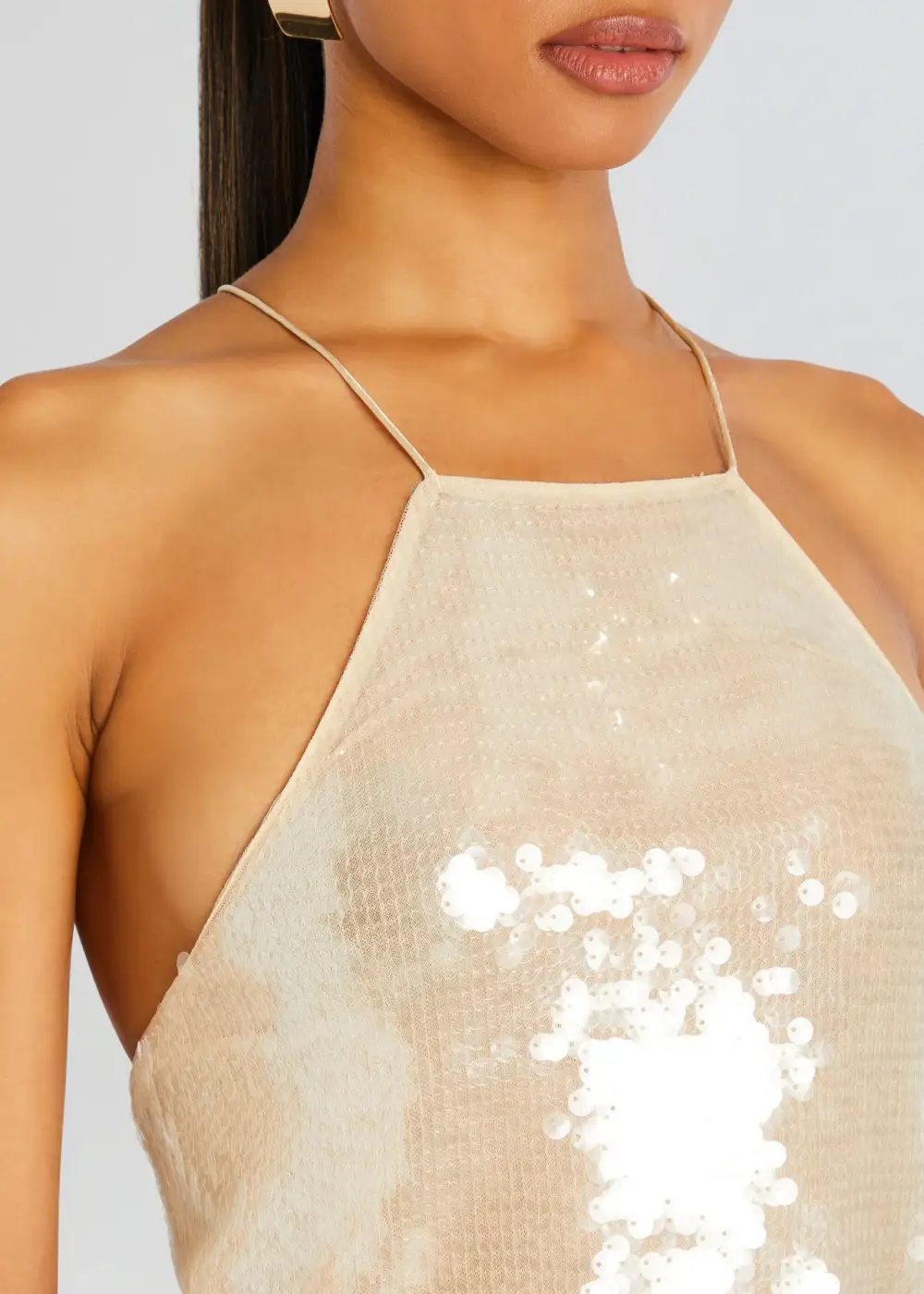 Sleeveless Halter Sequin Top