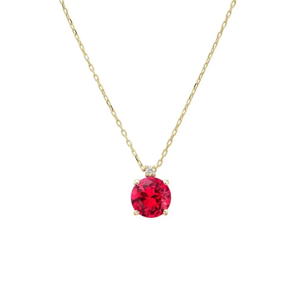 Diamond and Ruby Solitaire Necklace