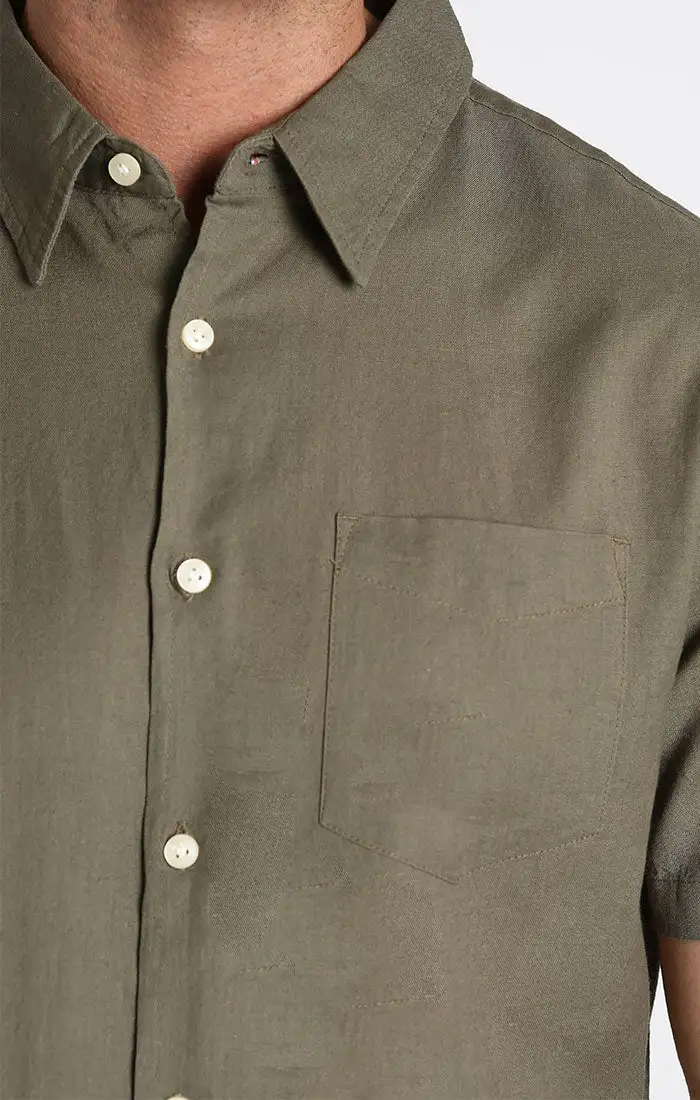 Cotton Linen Blend Short Sleeve Shirt