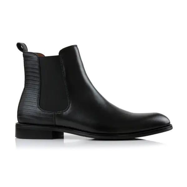 Refined Faux-Leather Slip-On Elastic-Side Chelsea Boots