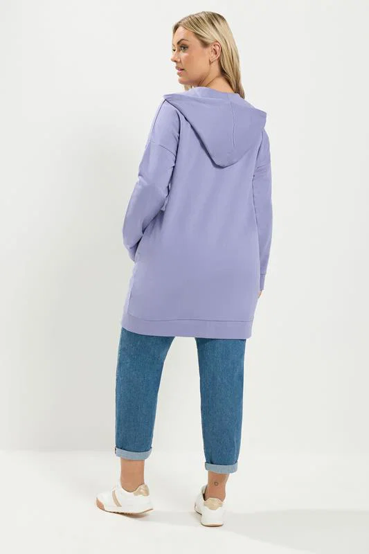 Purple Longline Zip Through Hoodie detail 2
