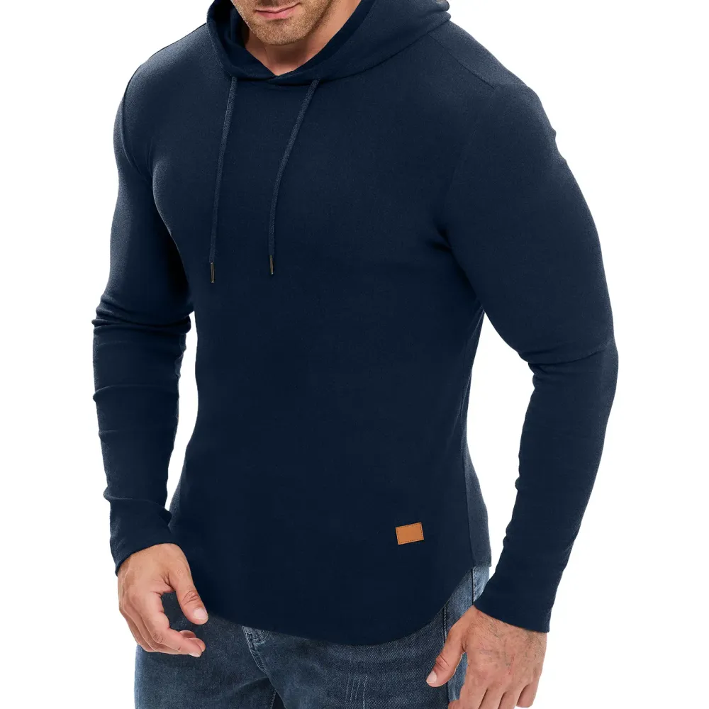 Men's Fashion Fleece-Lined Long-Sleeve Hooded Sweatshirt Pullover