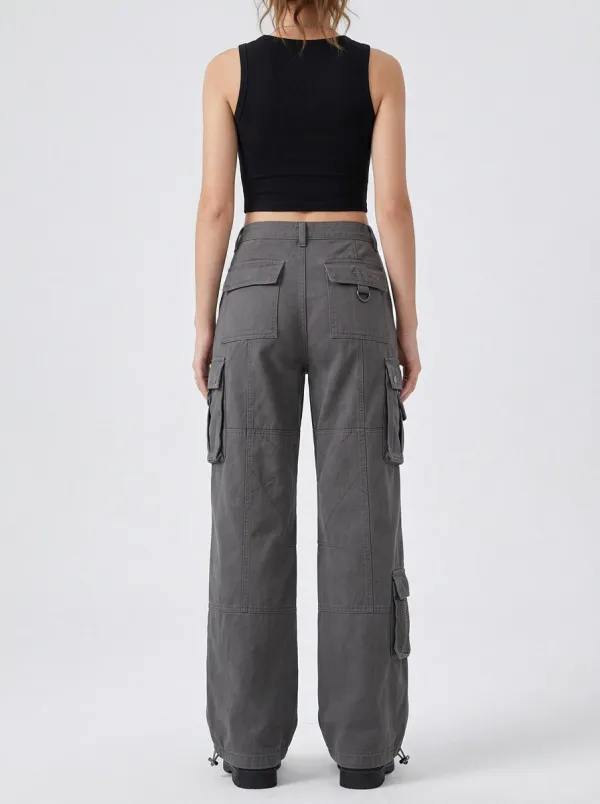 Minimal Mesh Detail Multi Pocket Set Women's Multi Pocket Cargo Pants