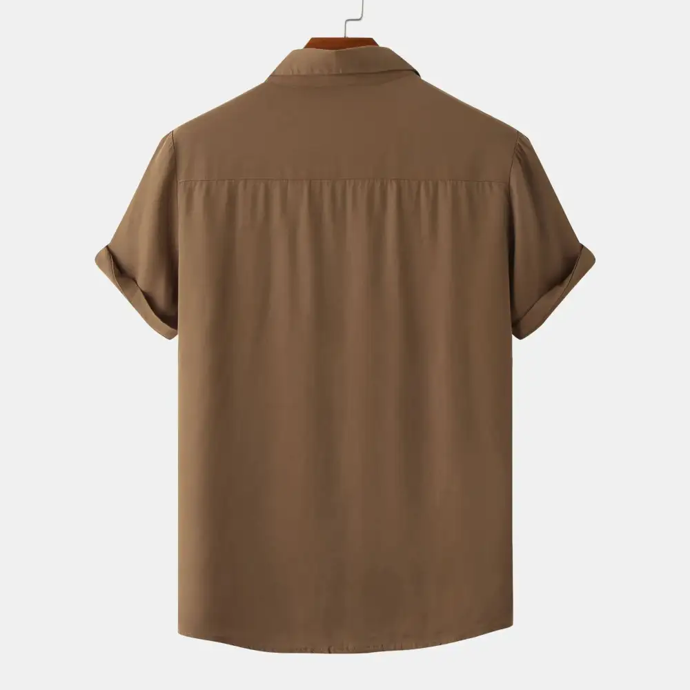 Relaxed Button Front Short Sleeve Collared Polo Shirt