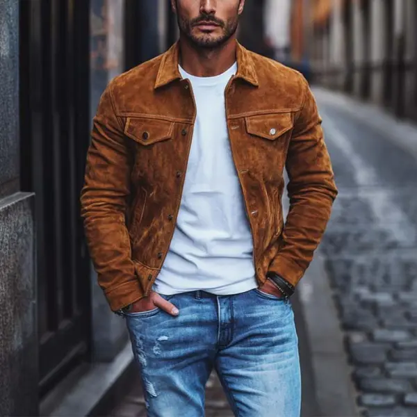 Textured Work Suede Jacket