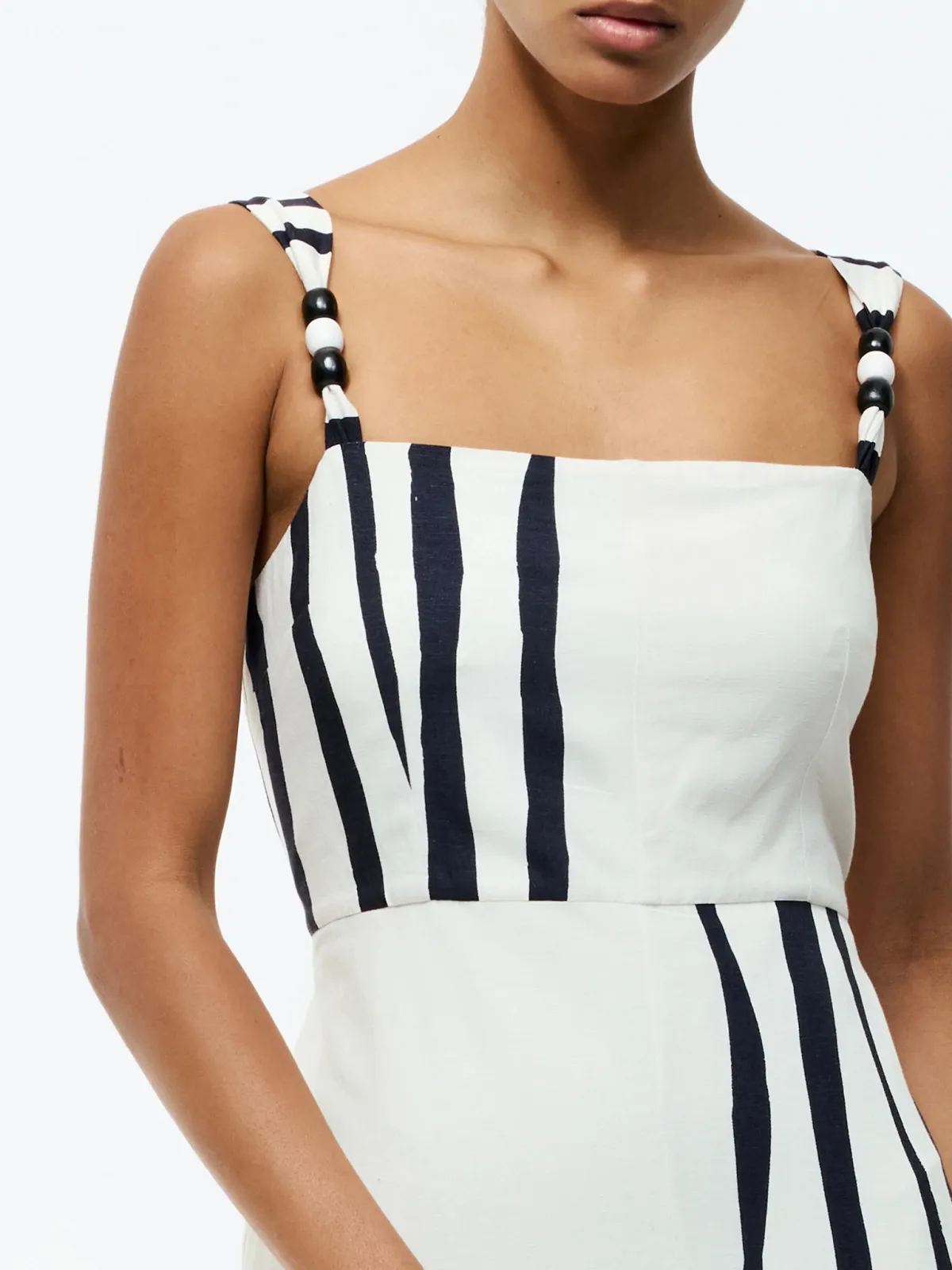 Creative Wave Stripe Square Neck Dress