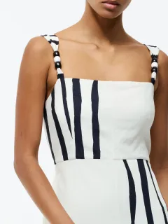 Creative Wave Stripe Square Neck Dress