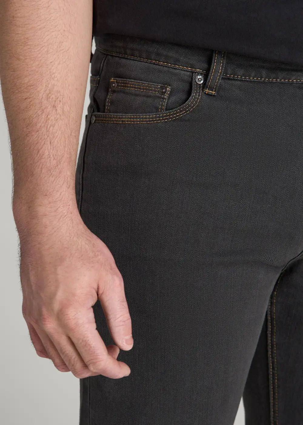 Men's Textured Straight Leg Cotton Stretch Jeans