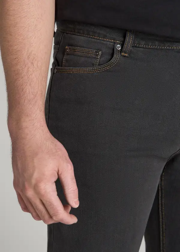 Men's Textured Straight Leg Cotton Stretch Jeans