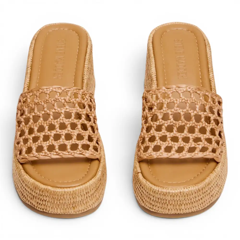 Brandy Raffia Platform Wedge Slide Sandal