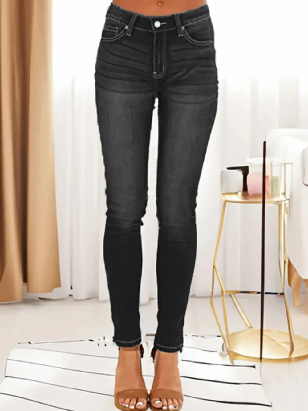 Polished Skinny Washed Denim Jeans