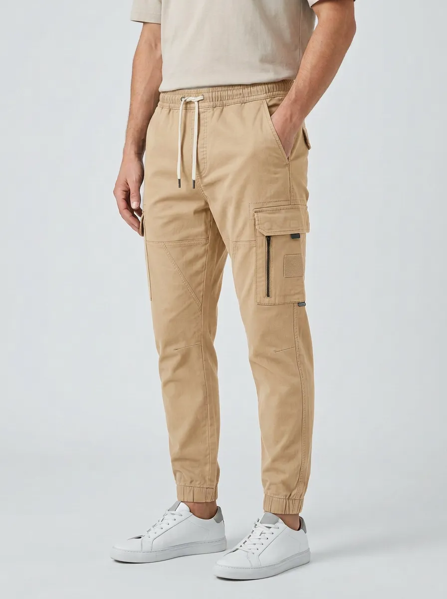 Contemporary Graphic Print Profile Men's Cargo Jogger Pants