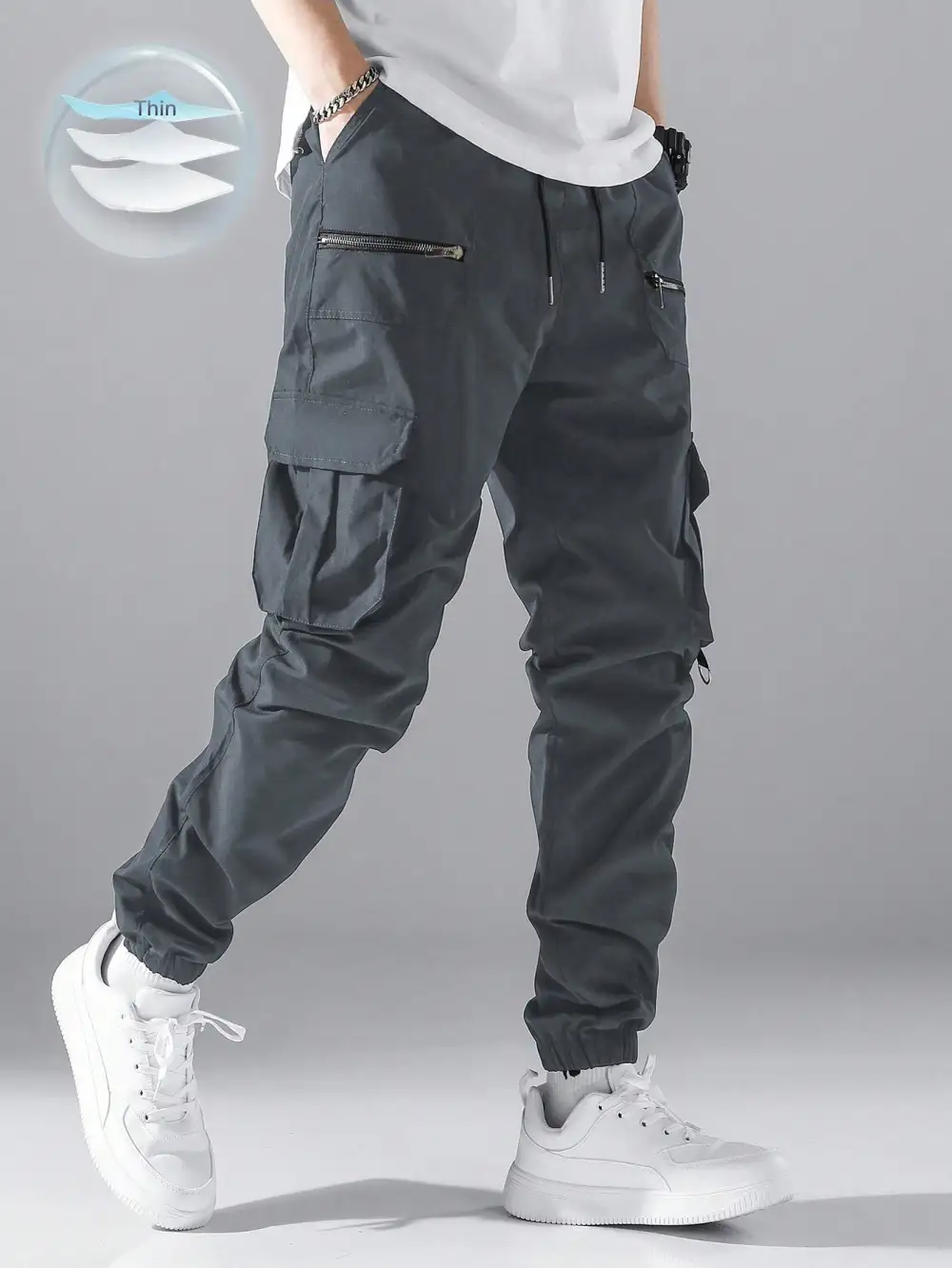 Men's Slim Cargo Pockets Cargo Pants