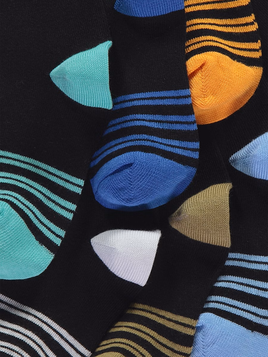 Black Striped Ankle Socks 7 Pack detail 1