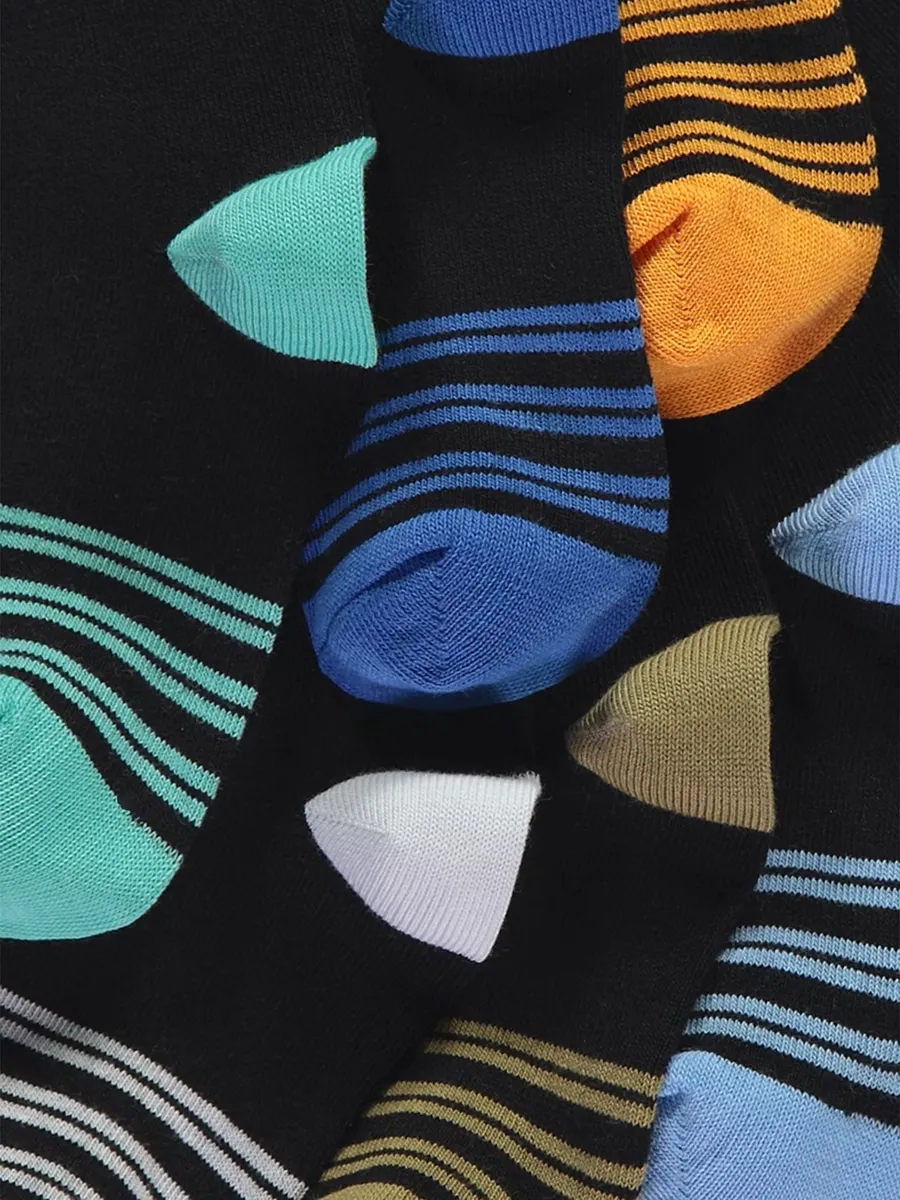 Black Striped Ankle Socks 7 Pack