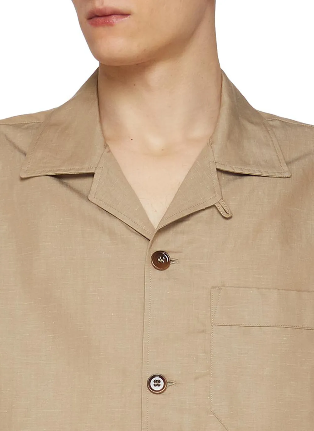 Simple Retro Soft Linen Feeling Beige Shirt
