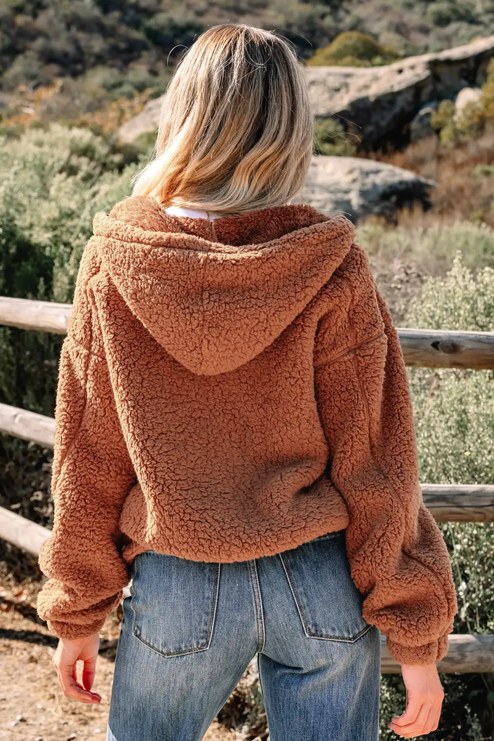 Women's Zip Up Hooded Sherpa Jacket