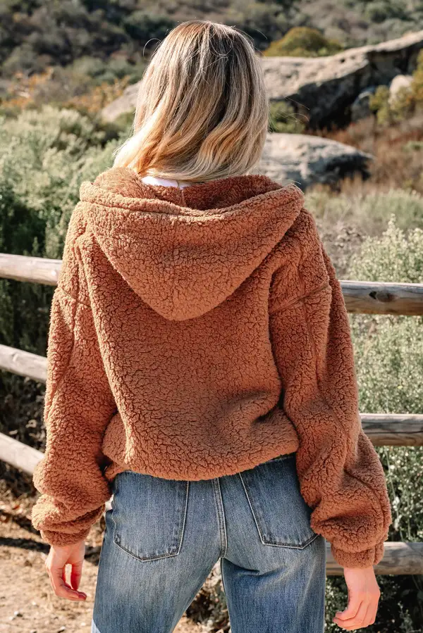 Women's Zip Up Hooded Sherpa Jacket