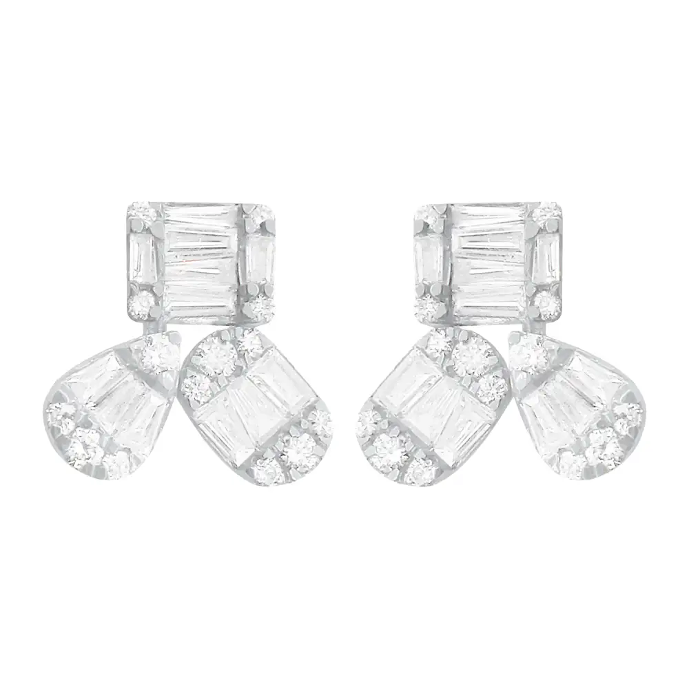 Polished Delicate Gem Detail Stud Earrings