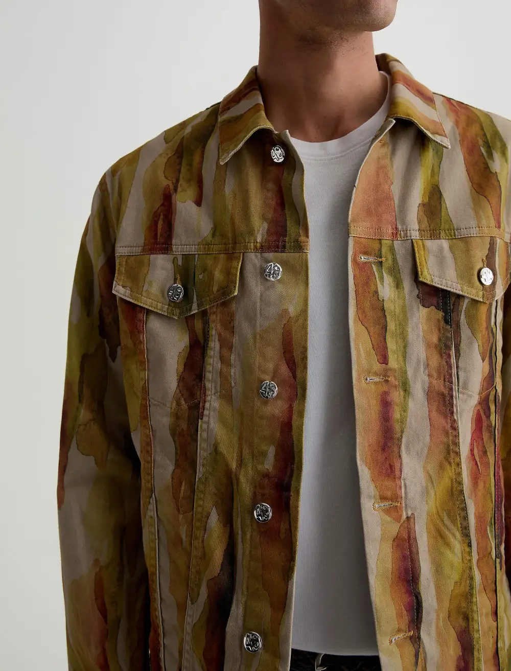 Men's Button Front Flap Pocket Trucker Jacket