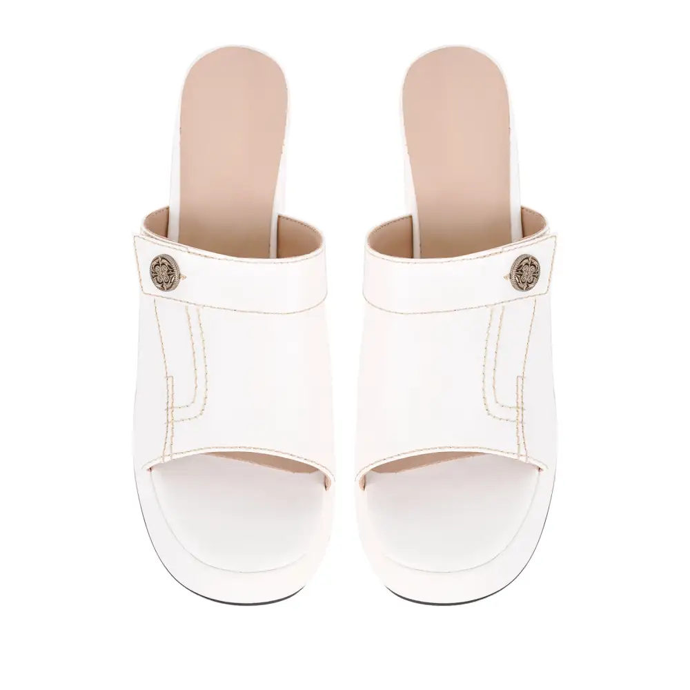 Denim Round Toe Platform Chunky Heel Sandals