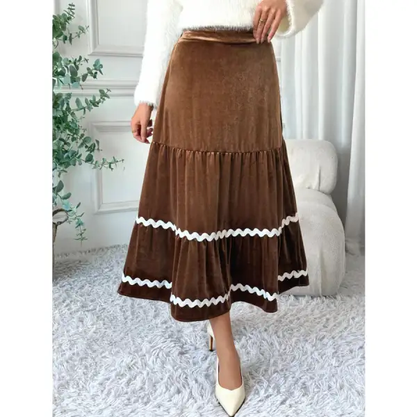 Velvet Tiered Midi Skirt