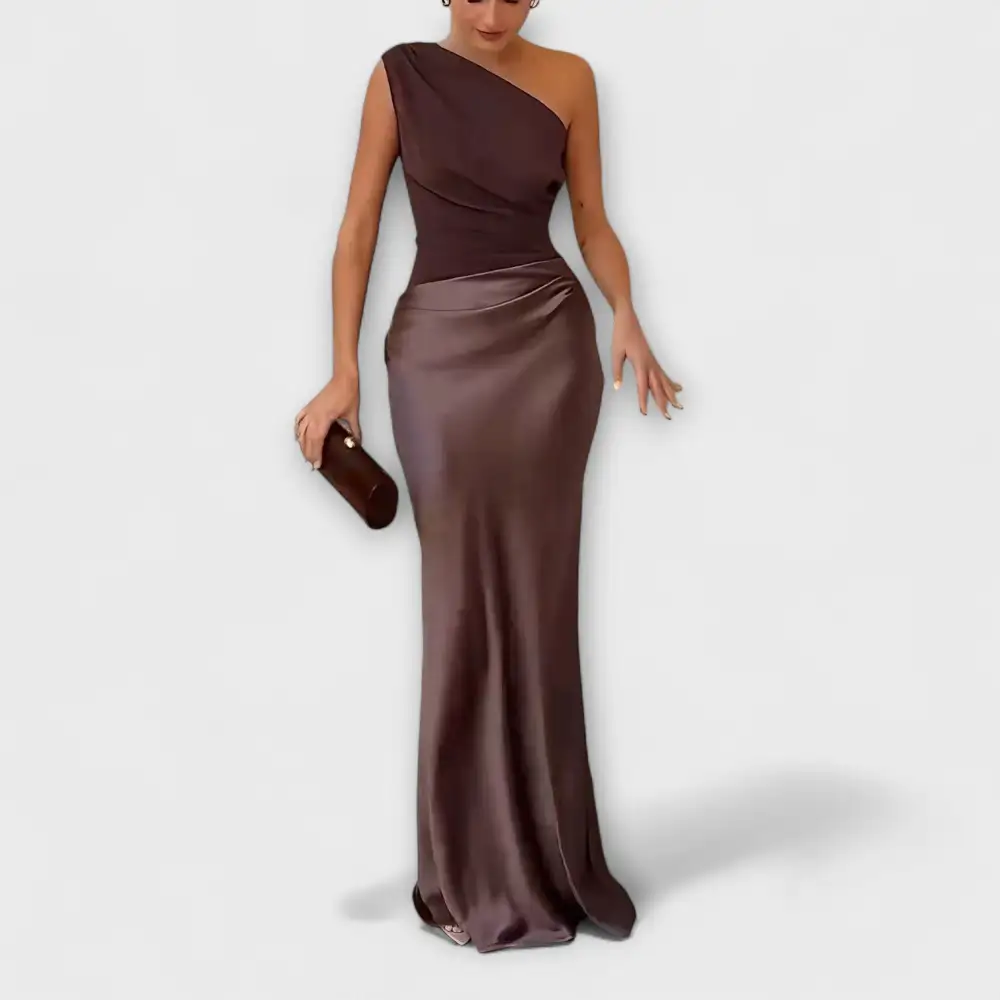 Pleated One Shoulder Maxi Dress