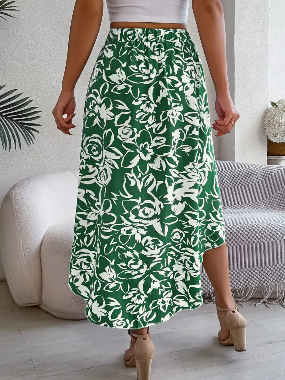 Fluid Airy Printed Skirt