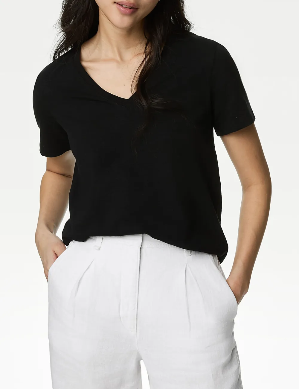 Pure Cotton V-Neck Relaxed T-Shirts