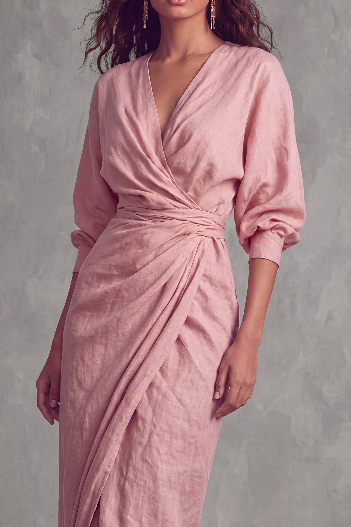 Plunge Neck Slit Maxi Dress