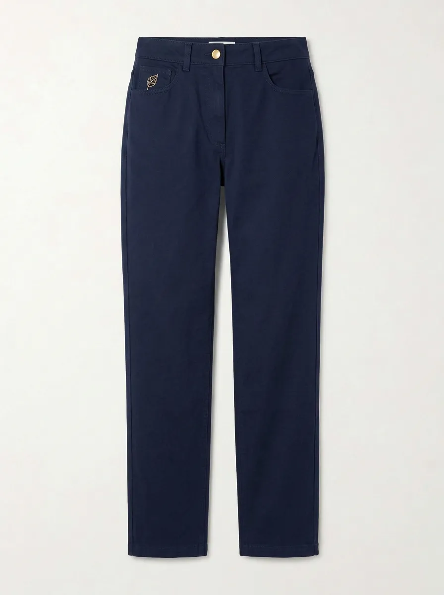 Women's Modern All Day Leaf Embroidered Mid Rise Straight Leg Pants