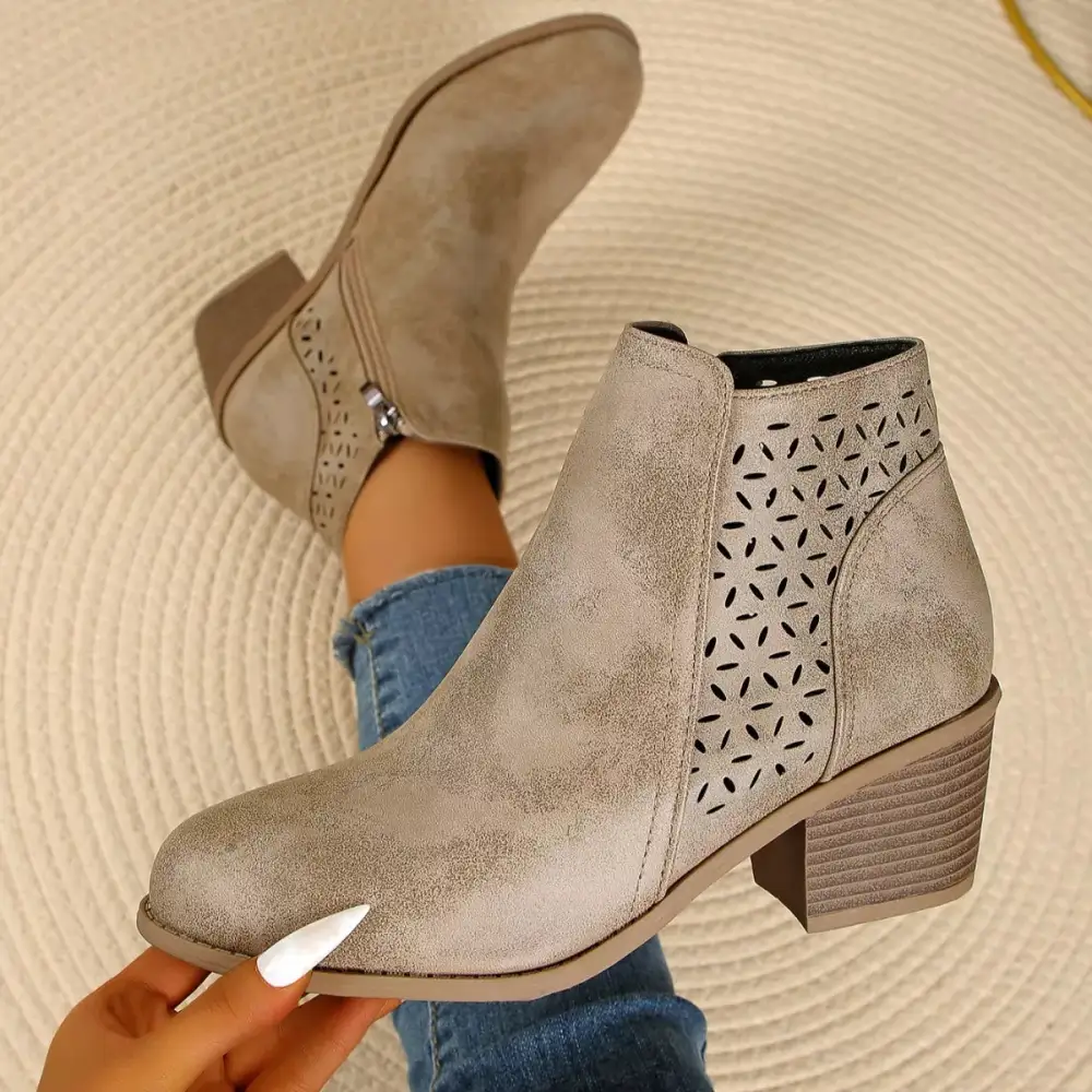 Structured Pointed Toe Block Heel Boots