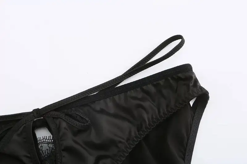 Satin Hollow Lace Bra And Panty Set