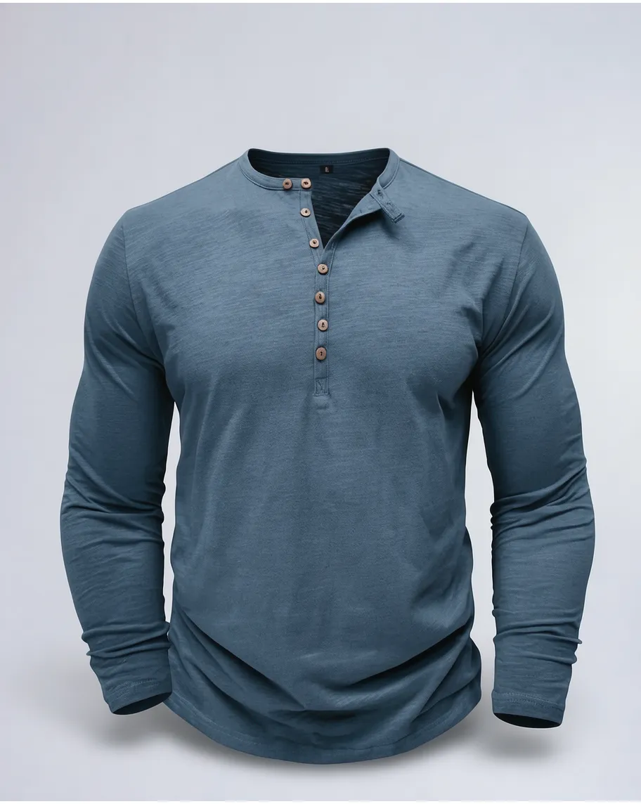 Classic Long Sleeve Henley Shirt