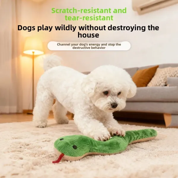 Squeaky Pet Toy Snake Dog Toy Wiggly Snake Chew Toy Teething & Boredom Relief for Small & Medium Dogs
