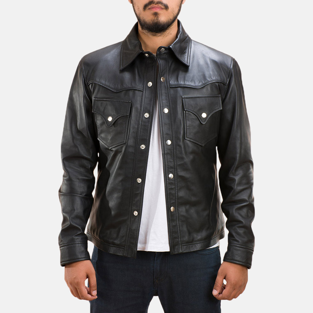 Men's Textured Leather Jacket
