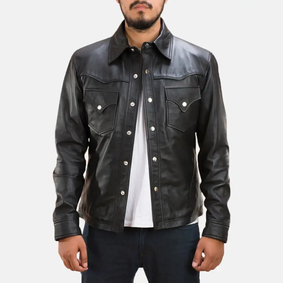 Men's Textured Leather Jacket