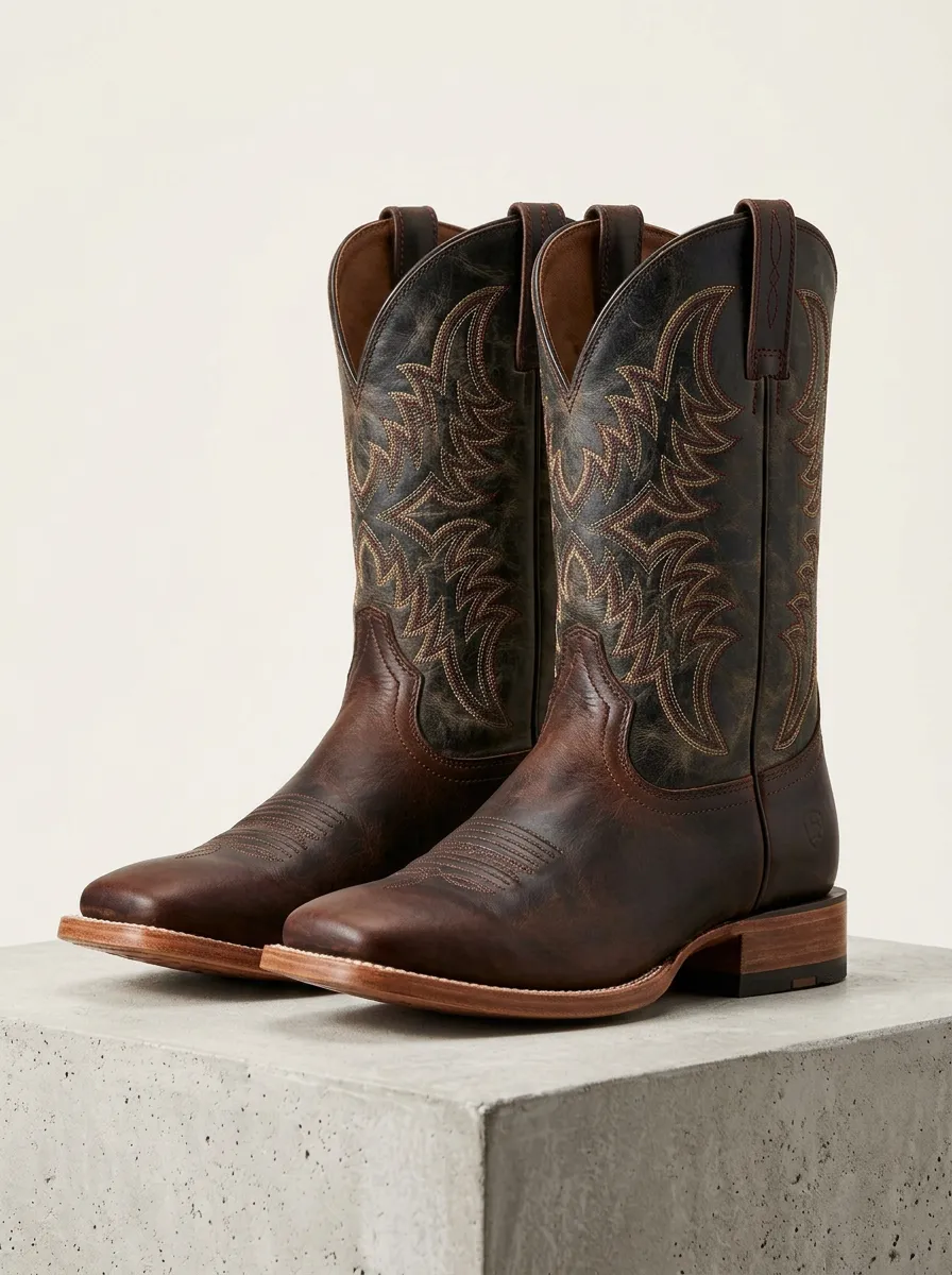 Open-Range Embroidered Distressed Homestead Trail Look Men's Western Cowboy Boots